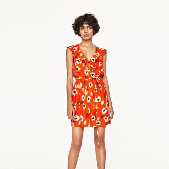 zara floral wrap dress